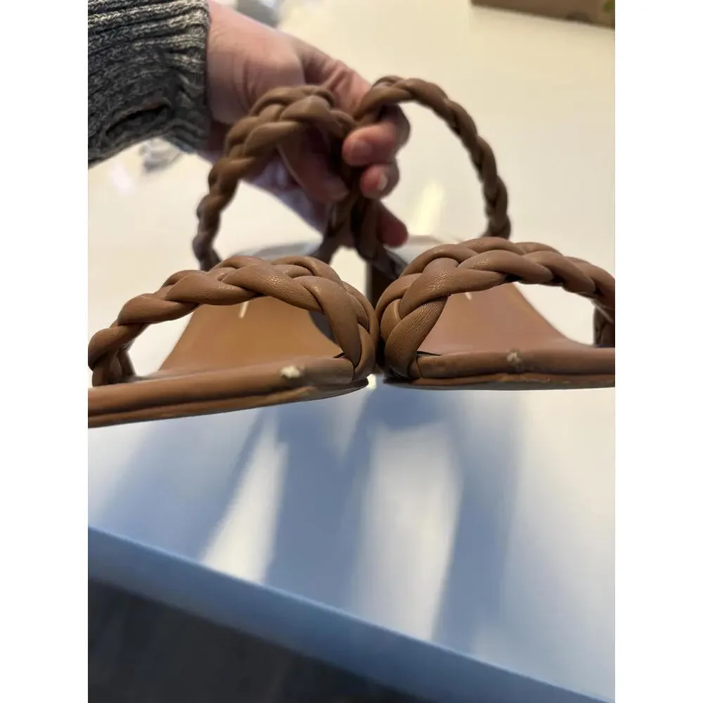 Dolce Vita Brown Vegan Leather Braided Block Heel Sandals 8.5W
